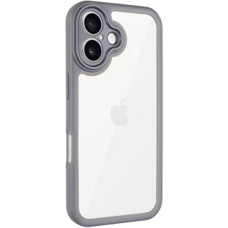 Прозорий силіконовий чохол з кольоровою на окантовкою на Apple iPhone 16 — Grey
