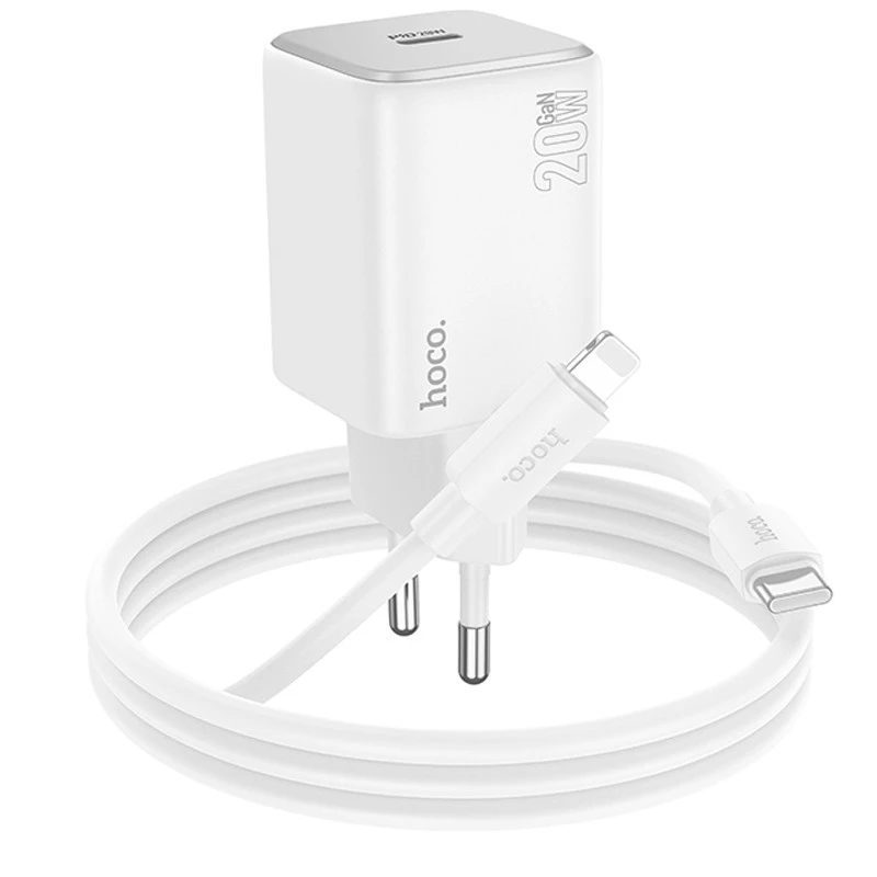 МЗП Hoco N40 Mighty 1C PD20W + Type to Lightning – White. Фото 2 з 5