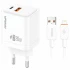 МЗП Amaya E77D PD20W+QC3.0 (1USB-A/1C) + кабель USB to Lightning – White. Фото 1 з 2