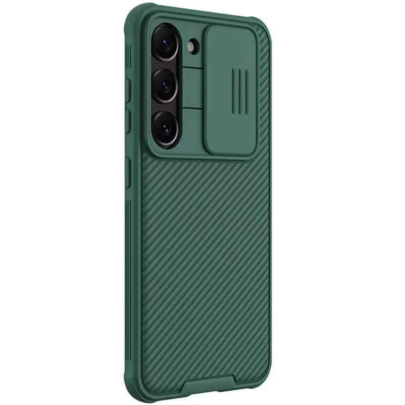 Карбоновая накладка Nillkin со шторкой для камеры для Samsung Galaxy S23+ – Зеленый / Deep Green. Фото 5 из 6