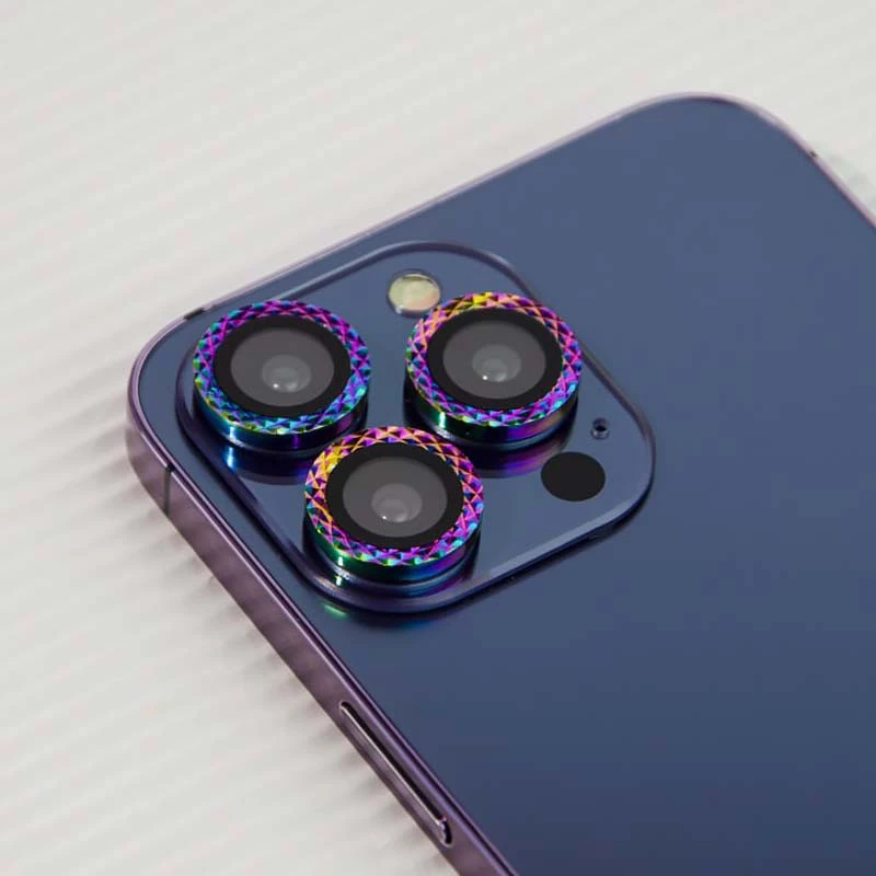 Захисне скло Metal Shine для камери на Apple iPhone 13 Pro Max (6.7") – Бузковий / Rainbow. Фото 7 з 8