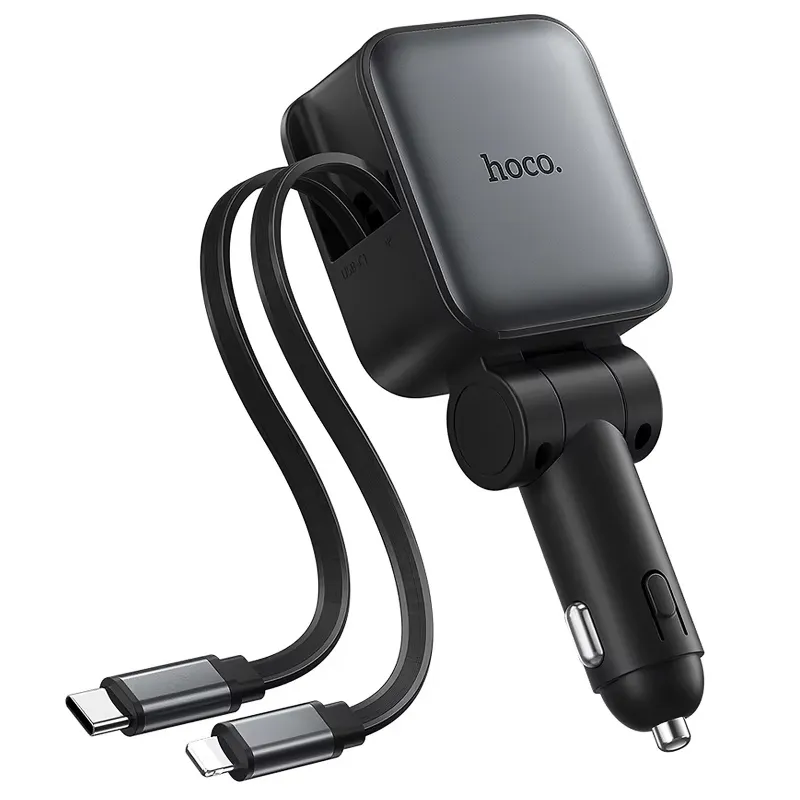 АЗП Hoco Z67A Triunfar PD45W+QC3.0 total 60W with retractable cables (1USB-A/2C/1L) фото 1 з 1