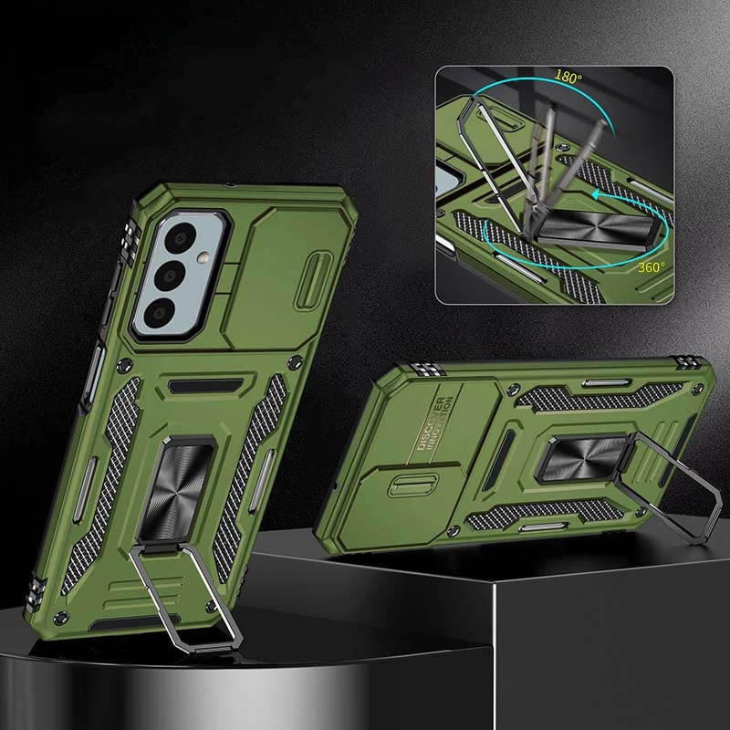 Ударостійкий чохол Square Ring зi шторкою на камеру на Samsung Galaxy A26 5G – Оливковий / Army Green. Фото 2 з 4