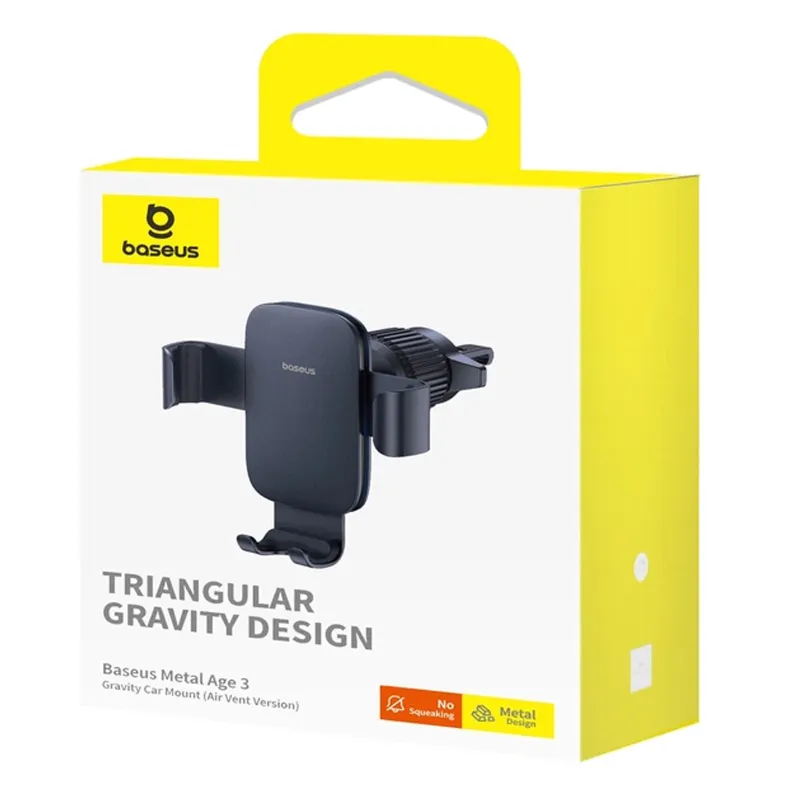 Автотримач Baseus Metal Age 3 Gravity Car Mount (Air Outlet Version) (C40467600) – Cluster Black. Фото 6 з 6