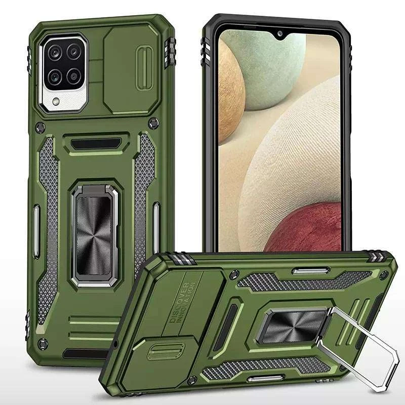 Ударостійкий чохол Square Ring зi шторкою на камеру на Samsung Galaxy M53 5G – Оливковий / Army Green. Фото 2 з 4