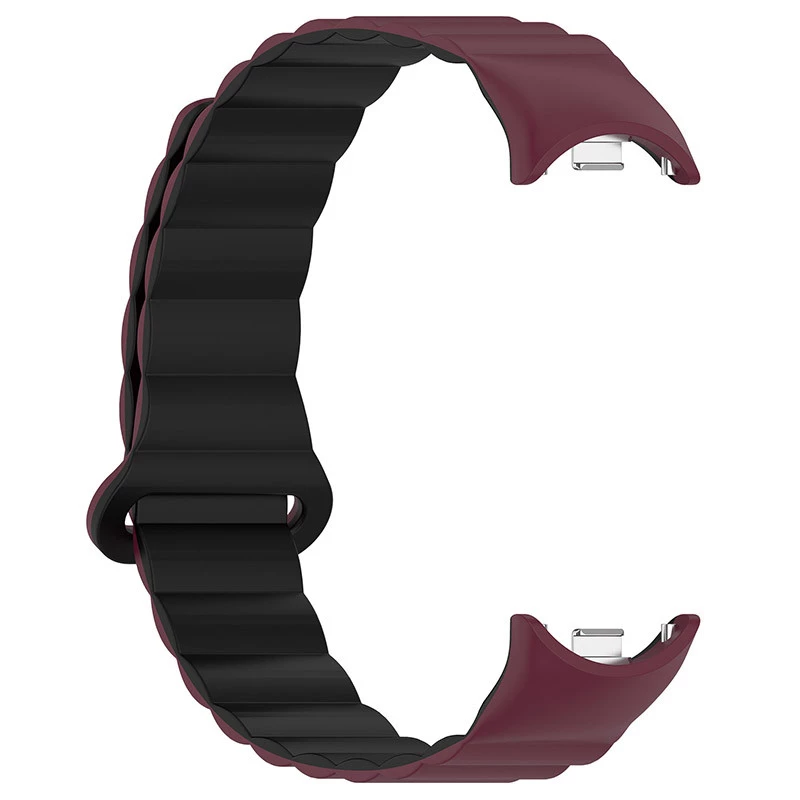 Ремінець Dual-color Magnetic для Xiaomi Mi Band 9/8 – Plum / Black. Фото 6 з 8