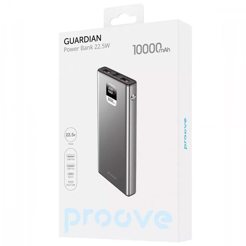 Портативний зарядний пристрій Proove Guardian 22.5W 10000 mAh – Metal gray. Фото 3 з 4