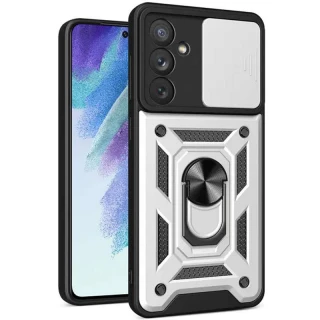 Ударопрочный чехол Serge Ring с защитой камеры для Samsung Galaxy M14 5G — Серебряный