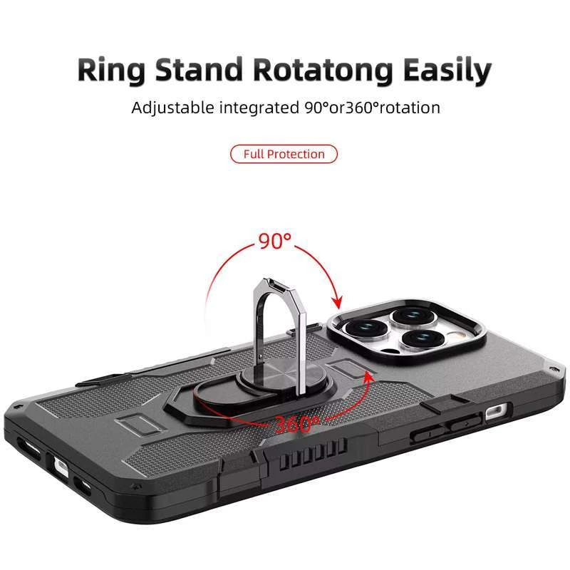 Протиударний чохол Military з підставкою-кільцем на Xiaomi Poco X4 Pro 5G – Чорний. Фото 5 з 8