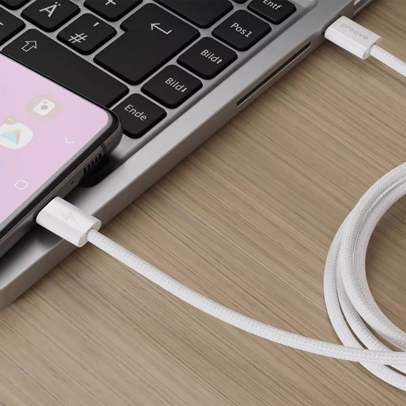Дата кабель Proove Energy Stream Type-C to Type-C 60W (1m) – White. Фото 2 з 2