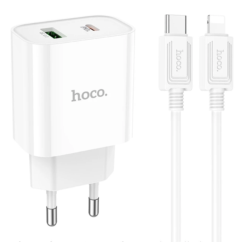 МЗП HOCO C80A Plus Rapido PD20W+QC3.0 (1Type-C/1USB) + Type-C to Lightning фото 1 з 1
