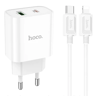 МЗП HOCO C80A Plus Rapido PD20W+QC3.0 (1Type-C/1USB) + Type-C to Lightning фото 1 з 7