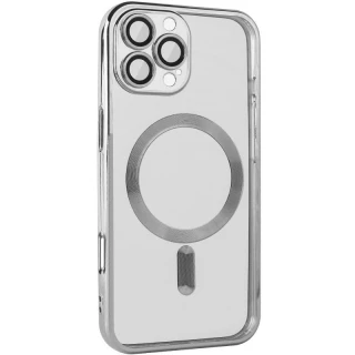 Хромовий TPU чохол з MagSafe на Apple iPhone 16 — silver