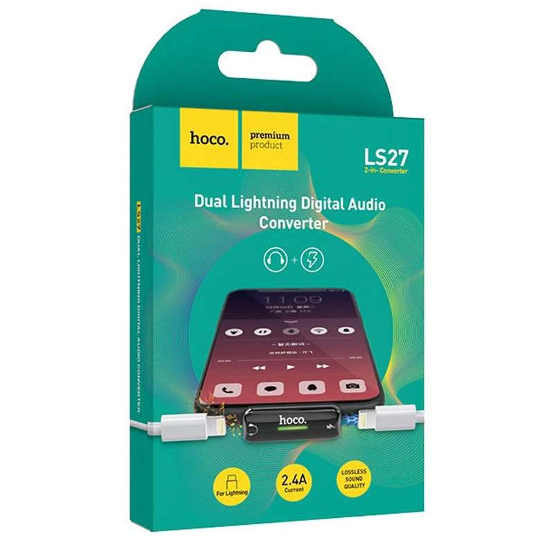 Перехідник Hoco LS27 Dual Lightning – Сірий. Фото 5 з 5