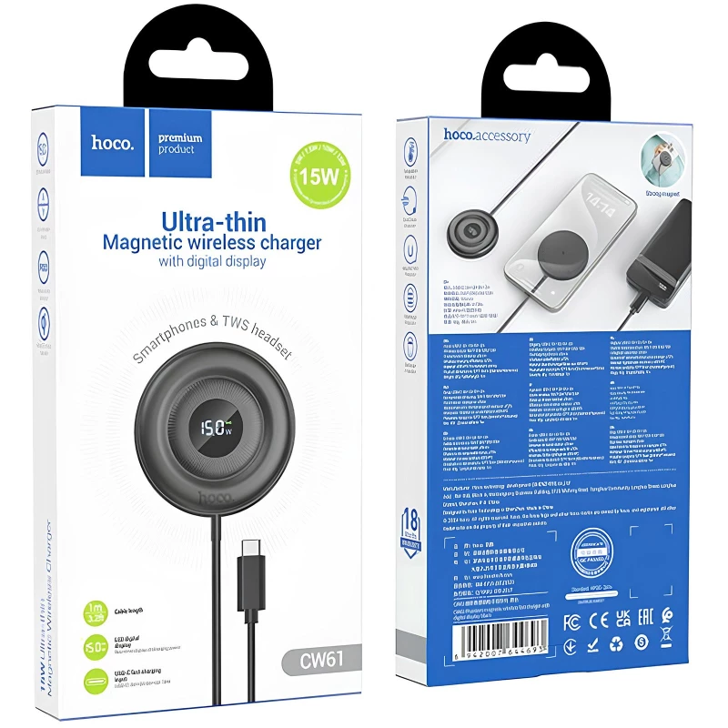 БЗП Hoco CW61 Phantom magnetic with digital display – Black. Фото 5 з 5