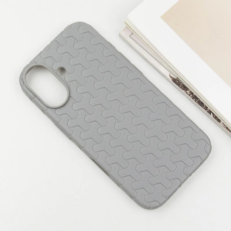 TPU чехол плетенка для Apple iPhone 16 – Grey. Фото 3 из 9