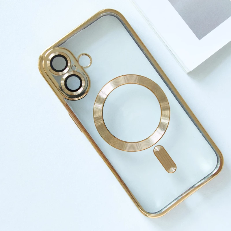 Хромовий TPU чохол з MagSafe на Apple iPhone 16 – Gold. Фото 4 з 5