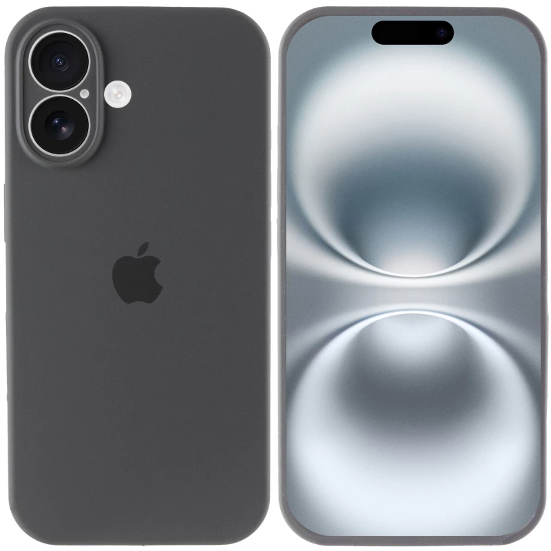 Чехол Silicone Case с защитой камеры для Apple iPhone 16 – Серый / Dark Gray. Фото 5 из 8