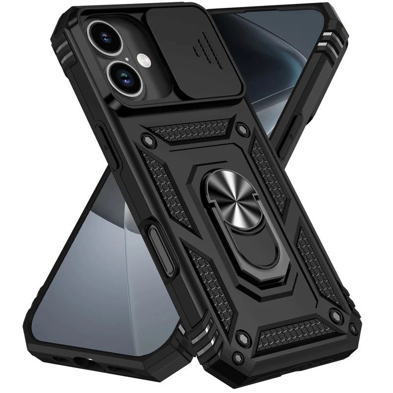 Протиударний чохол Serge Ring з кільцем на Apple iPhone 17 (6.3") – Чорний. Фото 3 з 4