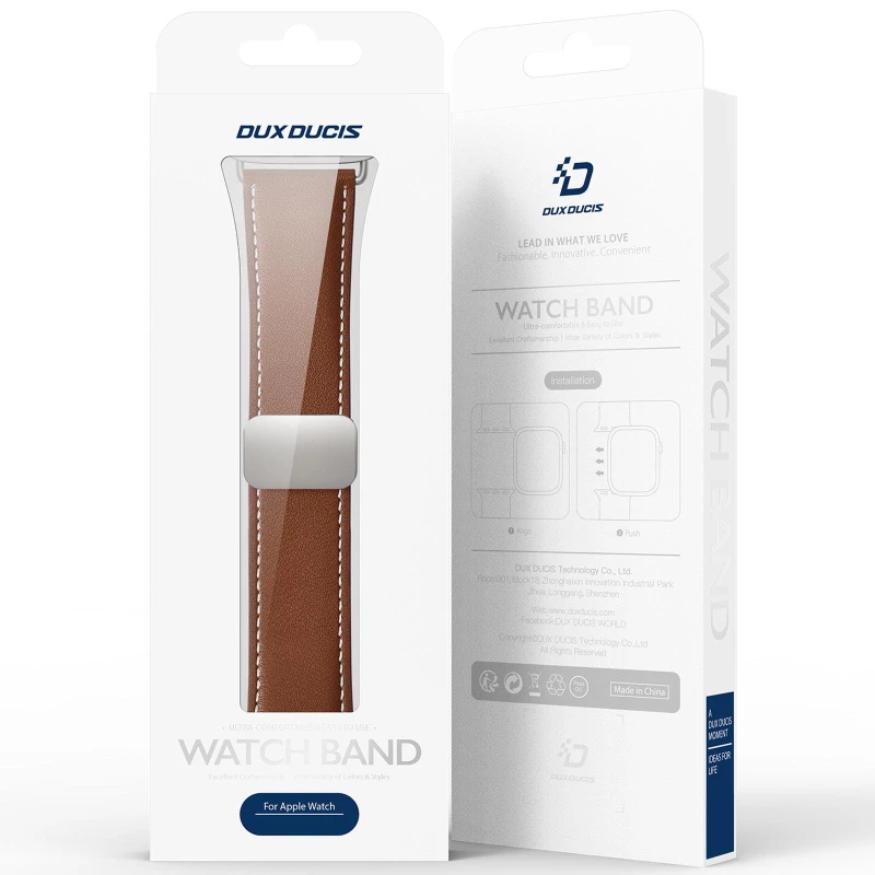 Ремінець Dux Ducis Genuine Leather для Apple Watch 42(ser.1-3)/44/45/46/49mm – Brown. Фото 5 з 5