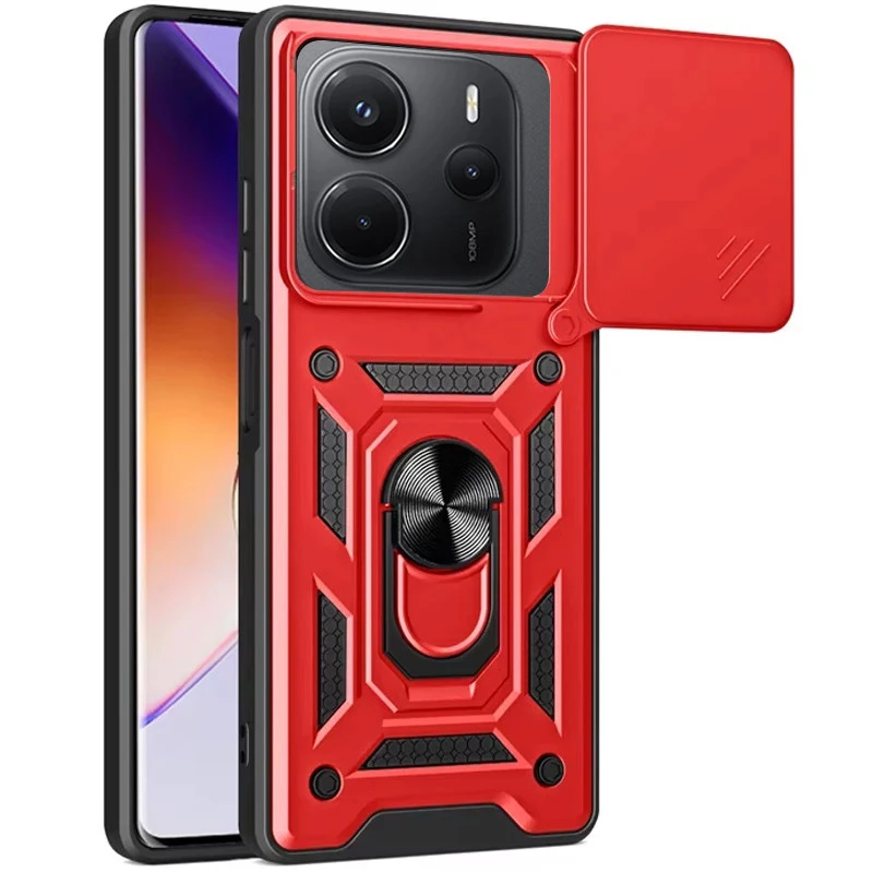 Удароміцний чохол Ummi Camshield Serge Ring (in box) для Xiaomi Redmi Note 14 4G (Int. version) – Червоний / Red. Фото 1 з 1