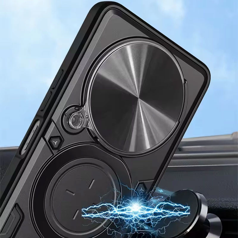 Ударопрочный чехол Bracket Ringstand с защитной шторкой для камеры для Realme 12 5G – Black. Фото 3 из 6