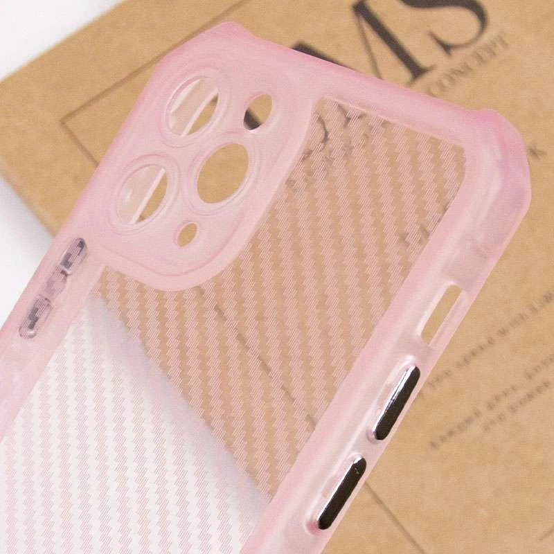 Карбоновий кольоровий силіконовий чохол на Apple iPhone 11 Pro (5.8") – Рожевий / Прозорий. Фото 7 з 8