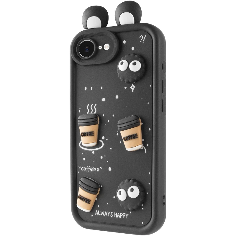 Силиконовый чехол Funny Toys with Ears для Apple iPhone 17e (6.1") – Black. Фото 2 из 8
