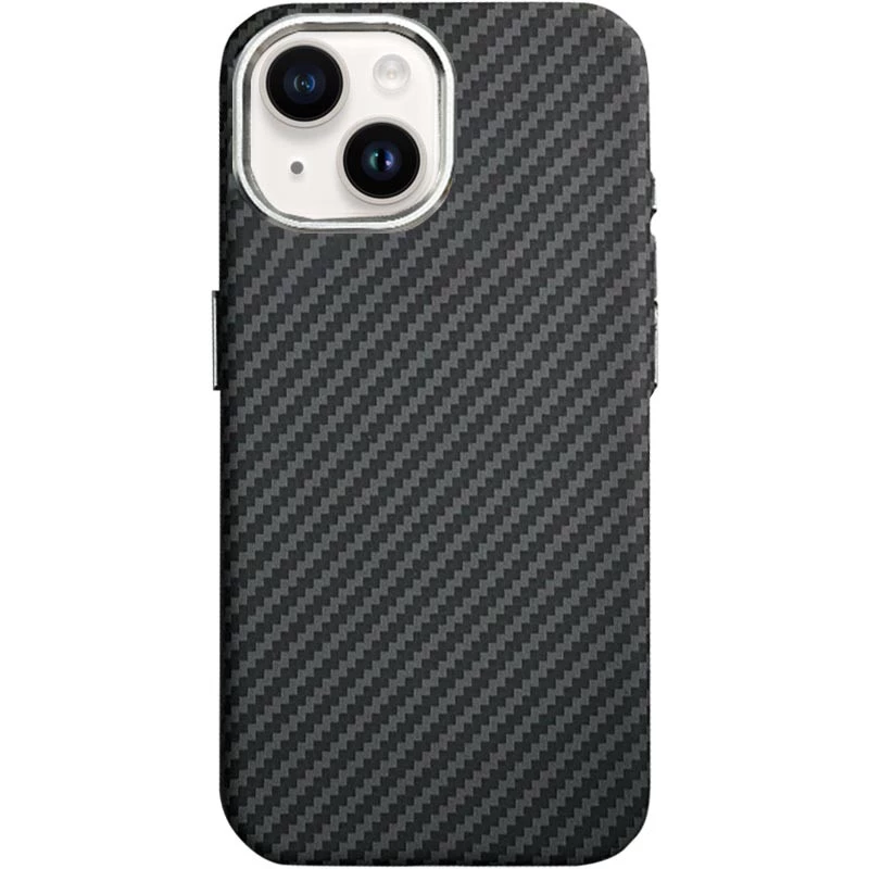 Пластиковая накладка Kevlar из Magnetic Safe для Apple iPhone 14 (6.1") – Carbon. Фото 1 из 3