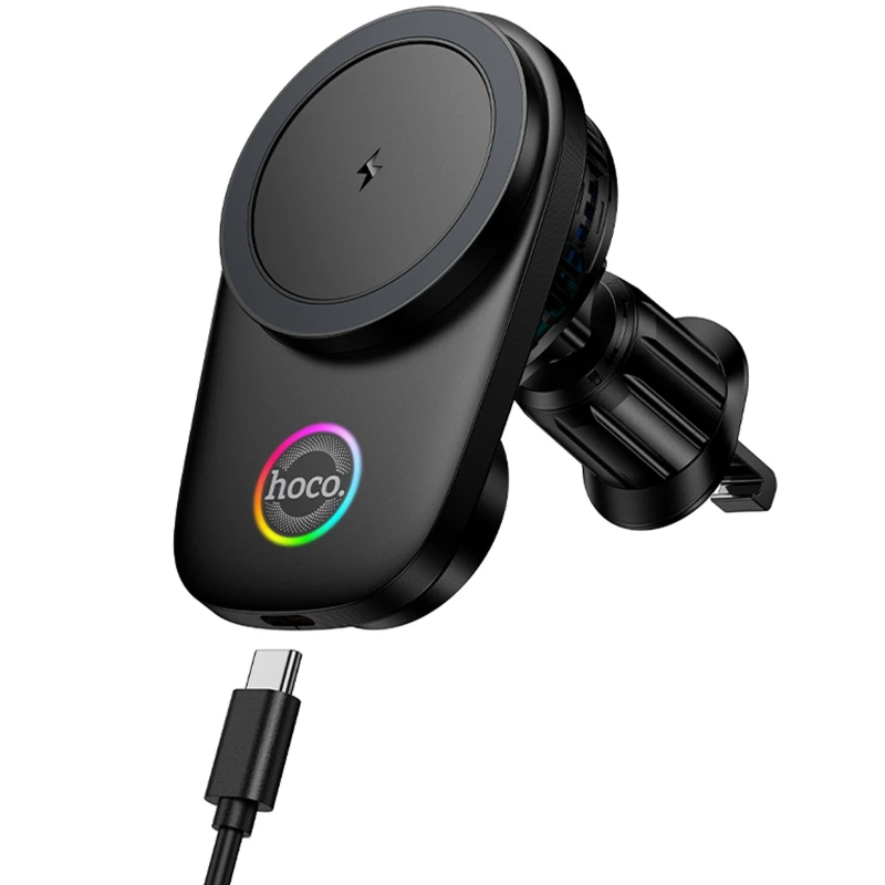 Автотримач з БЗП Hoco HW36 Electric 15W with cooler (air outlet) – Black. Фото 1 з 6