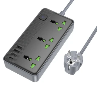 Подовжувач Borofone BAC2A (3USB-A/1C/3xSocket) (1.5m) фото 1 з 1
