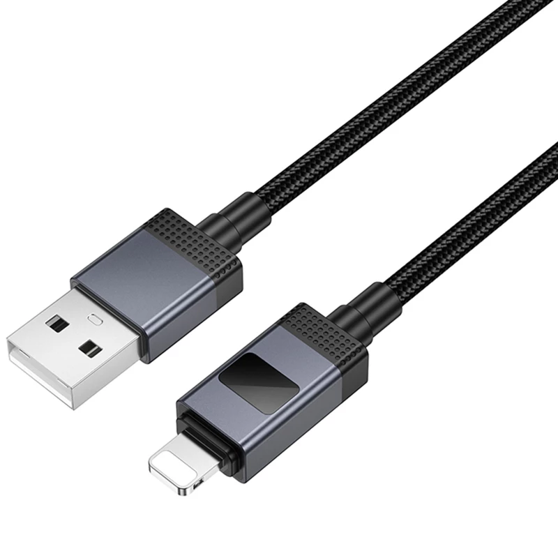 Дата кабель Hoco X118 Generous with display USB to Lightning 2.4A (1m) – Black. Фото 4 из 6