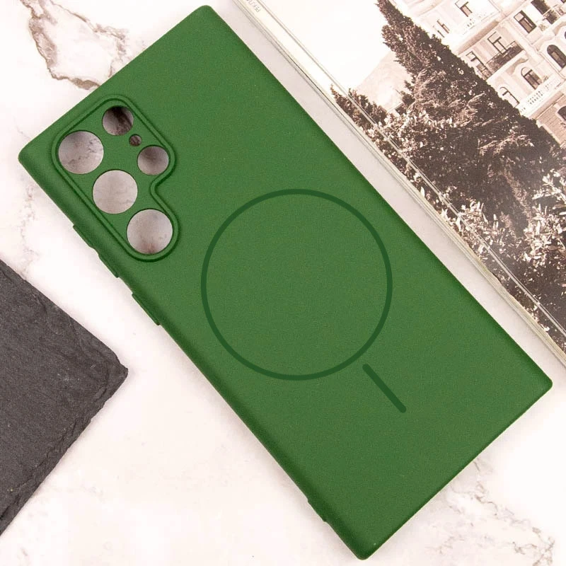 Чохол Silicone Cover Lakshmi Full Camera (AA) with Magnetic Fit для Samsung Galaxy S23 Ultra – Зелений / Dark green. Фото 3 з 5