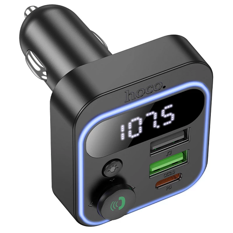 АЗУ FM модулятор Hoco E85 Tiger PD20W+QC3.0 – Black. Фото 3 из 8