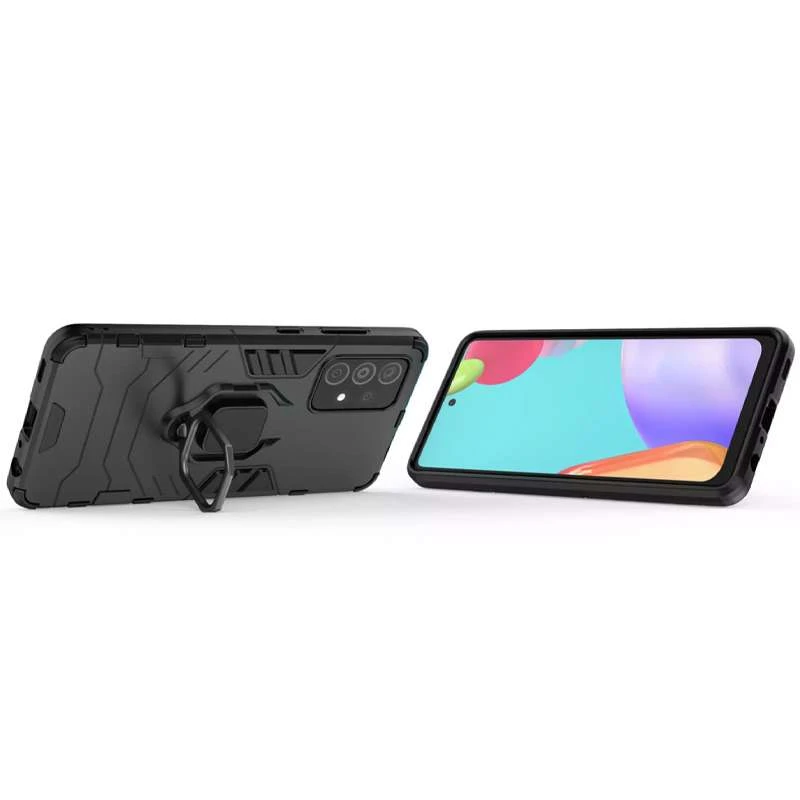 Протиударний чохол Transformer з кільцем на Samsung Galaxy A52 4G / A52 5G – Чорний / Soul Black. Фото 5 з 7