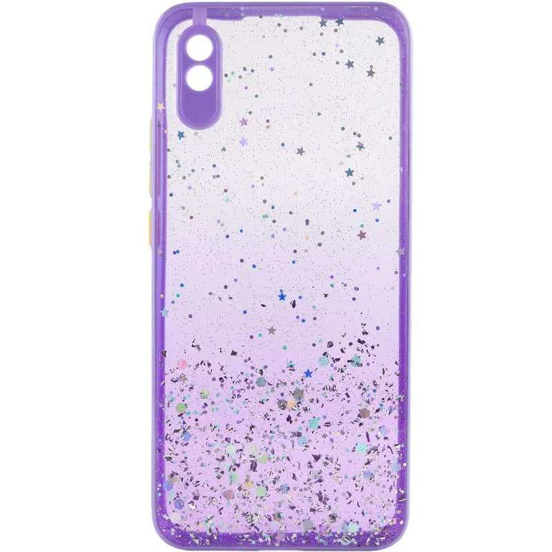 

Чехол с блестками и защитой камеры для Xiaomi Redmi 9A (Сиреневый), Бузковий