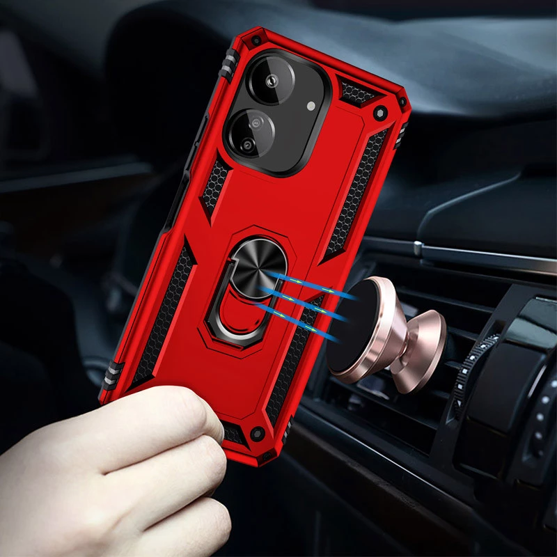 Протиударний чохол Serge Ring з кільцем на Xiaomi Redmi 13C – Червоний. Фото 3 з 4