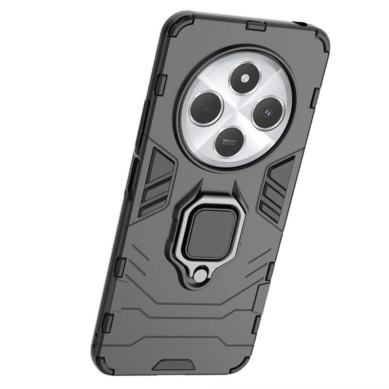 Противоударный чехол Transformer с кольцом для Xiaomi Redmi Note 13 Pro 5G – Черный / Soul Black. Фото 5 из 6