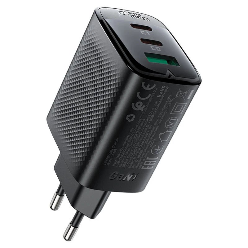 СЗУ Acefast A108 GaN PD67W (1USB-A/2C) – Black. Фото 2 из 6