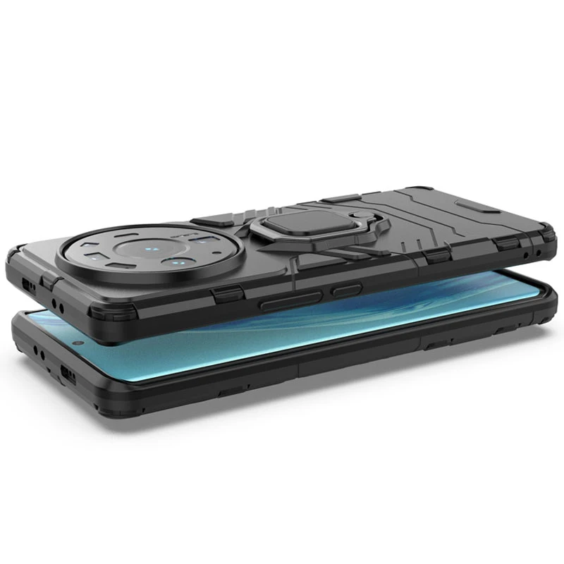 Противоударный чехол Transformer с кольцом для Xiaomi 12S Ultra – Черный / Soul Black. Фото 3 из 5