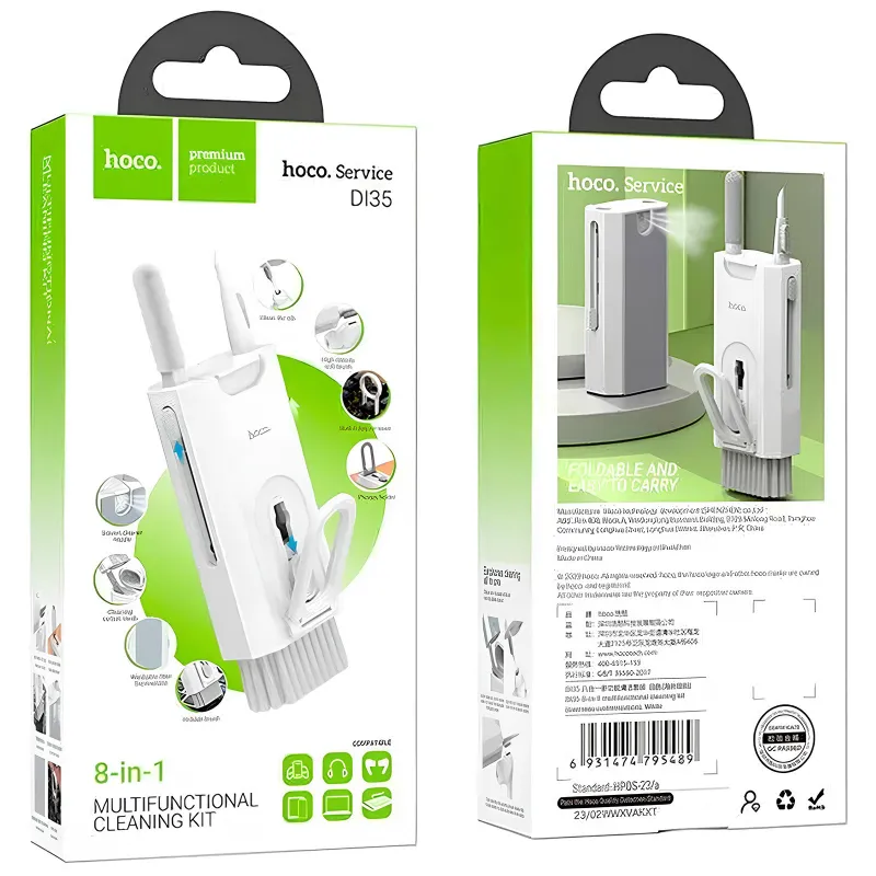 Набір для очищення гаджетів Hoco DI35 Mr. Gadget 8in1 – White. Фото 2 з 6
