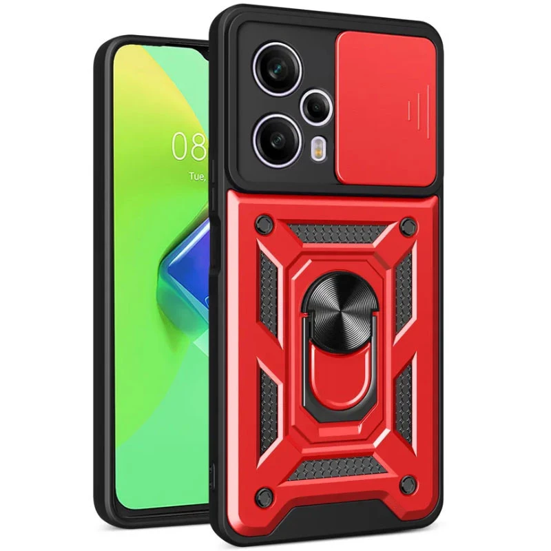 Ударопрочный чехол Serge Ring с защитой камеры для Xiaomi Poco F5 / Note 12 Turbo – Красный. Фото 2 из 7