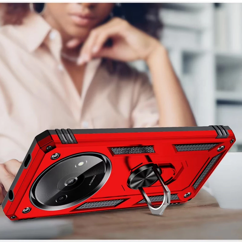 Протиударний чохол Serge Ring з кільцем на Xiaomi Redmi A3 – Червоний. Фото 6 з 6