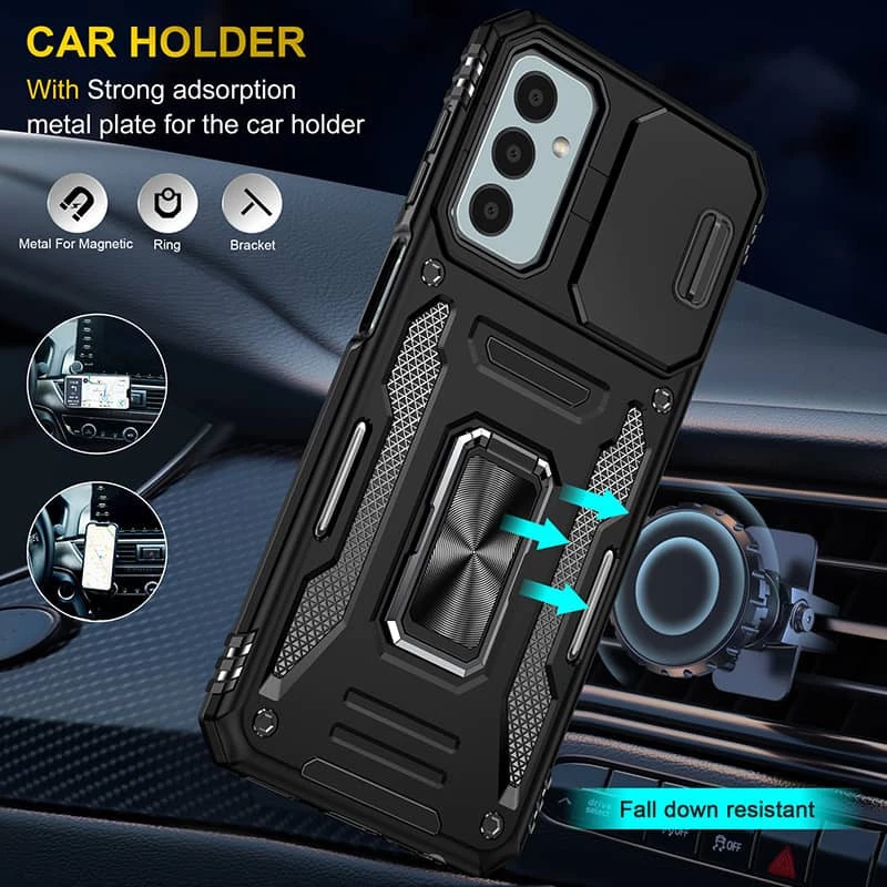 Ударостійкий чохол Square Ring зi шторкою на камеру на Samsung Galaxy M34 5G – Чорний / Black. Фото 4 з 6