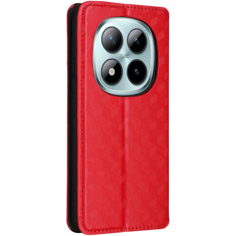 Шкіряний чохол-книжка Rhombus Book для Xiaomi Redmi Note 15 Pro+ 5G – Red. Фото 4 з 5