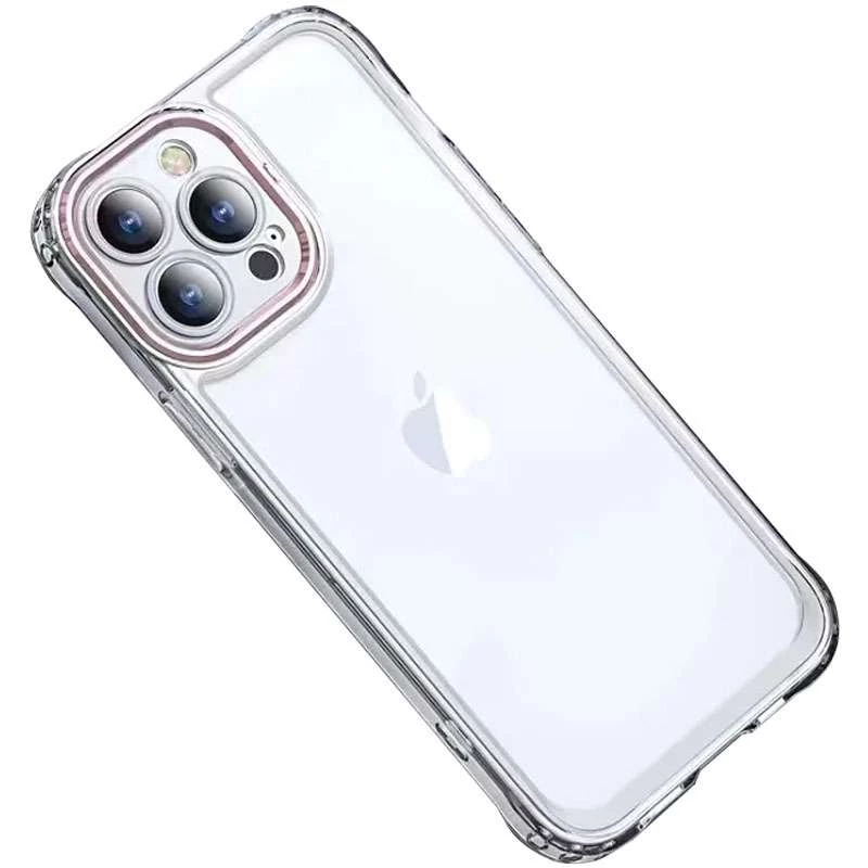 TPU+PC чехол з кольоровою окантовкою камери на Apple iPhone 14 Pro (6.1") – Прозорий / Рожевий. Фото 2 з 3