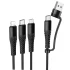 Дата кабель Hoco X123 Victory 3in1 Type-C to Lightning/Type-C/MicroUSB 3A (1m) – Black. Фото 3 з 6