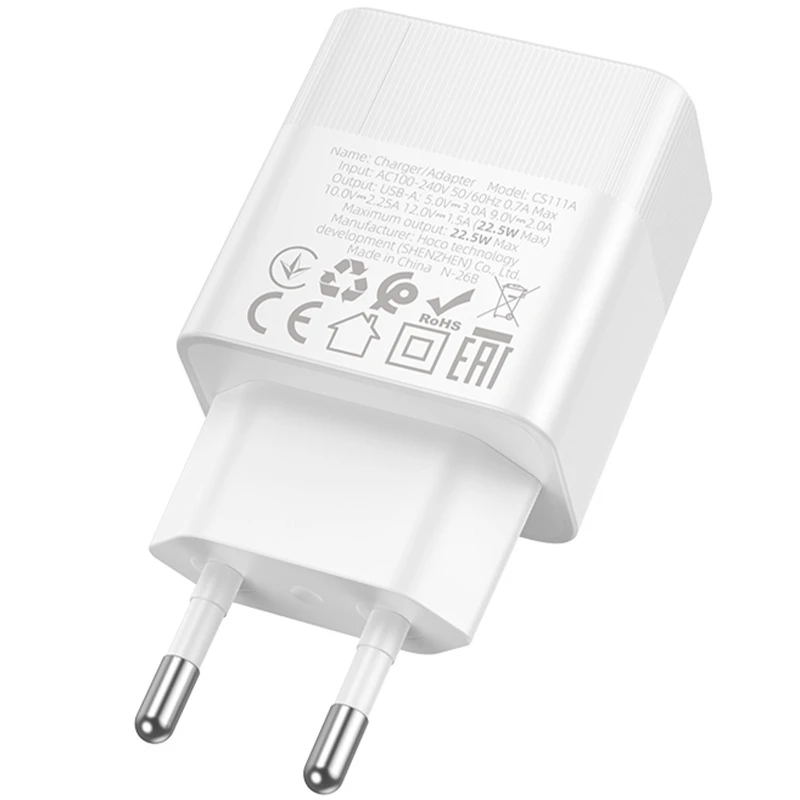 СЗУ Hoco CS111A Lounge PD22.5W (1USB-C) – White. Фото 3 из 4