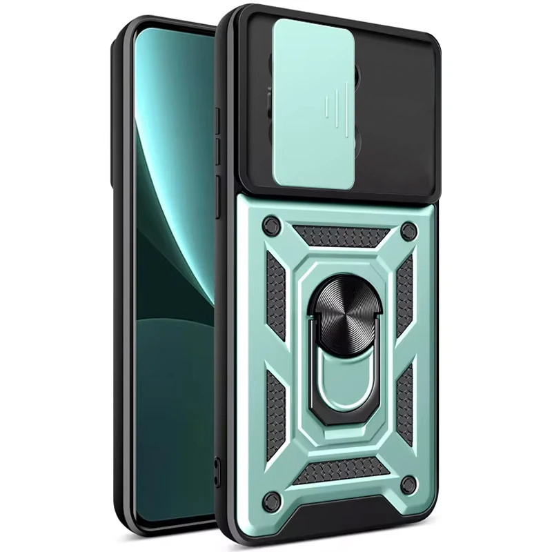 Ударопрочный чехол Ummi Camshield Serge Ring (in box) для Xiaomi Redmi Note 14S – Зеленый. Фото 2 из 5