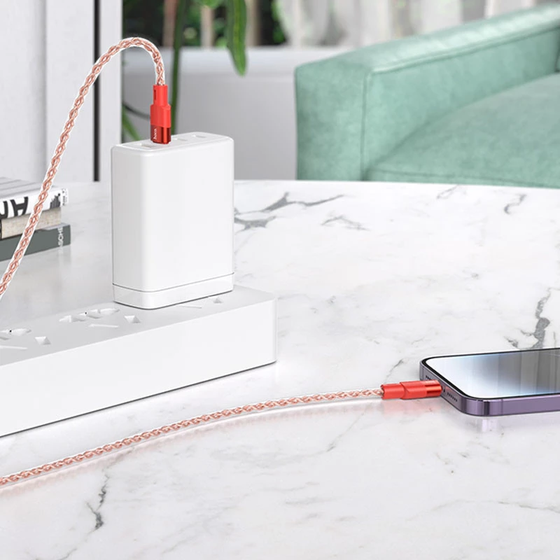 Дата кабель Hoco X99 Crystal Junction PD 27W Type-C to Lightning (1.2m) – Red. Фото 5 з 6